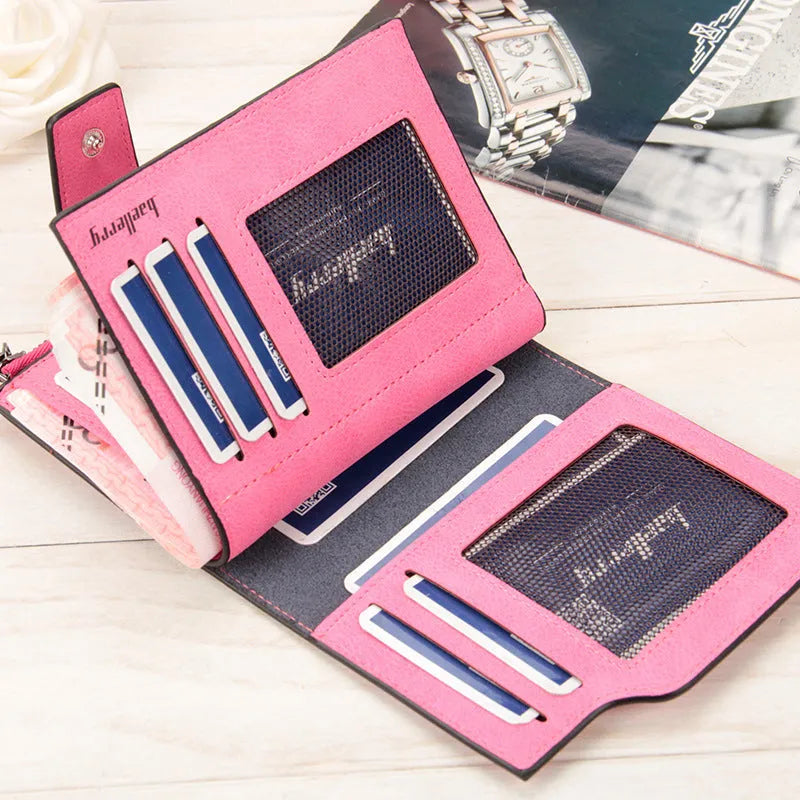 Multifunctional Korean ladies purse with vertical section, nubuck texture, zipper, and hasp closures in beige colour