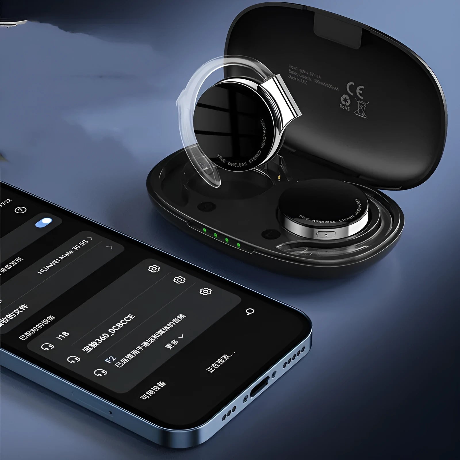 Black and white wireless Bluetooth sports earphones with in-ear plugs