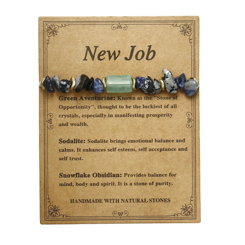 Handcrafted women's stone bracelet with geometric beads on a wrist.
