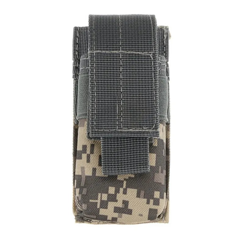 Military tactical MOLLE pouch for pistol magazines and flashlights in 600D nylon