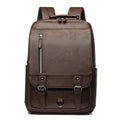 Men's casual business backpack in PU leather, solid colour, black - urban simplicity style for travel