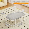 Large grey fabric pet kennel with mesh panels for cats and small puppies.