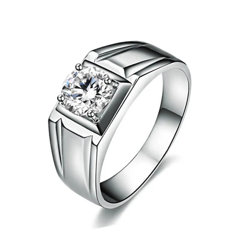 Men's large square diamond ring with adjustable opening in copper metal, gold and platinum colour options