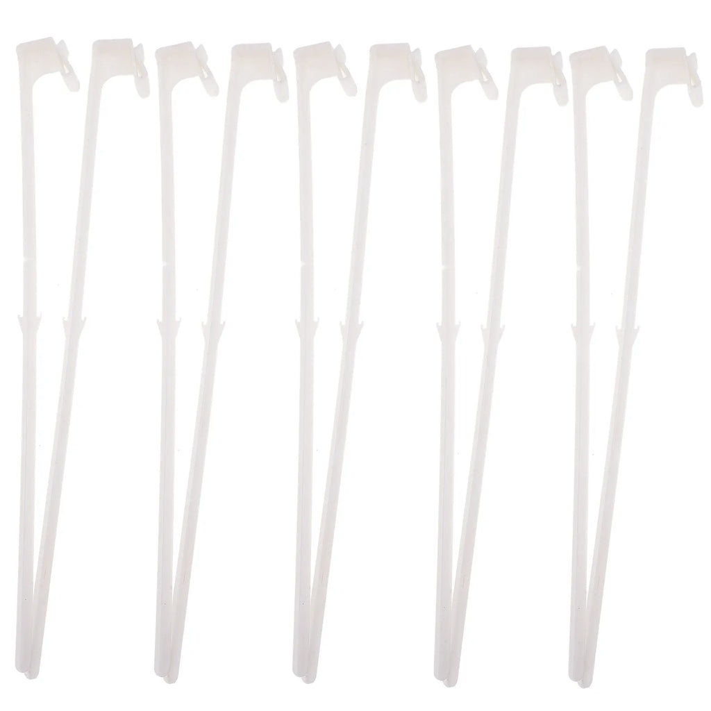 White PP plastic car window flag bracket and pole set, 10 pieces shown.