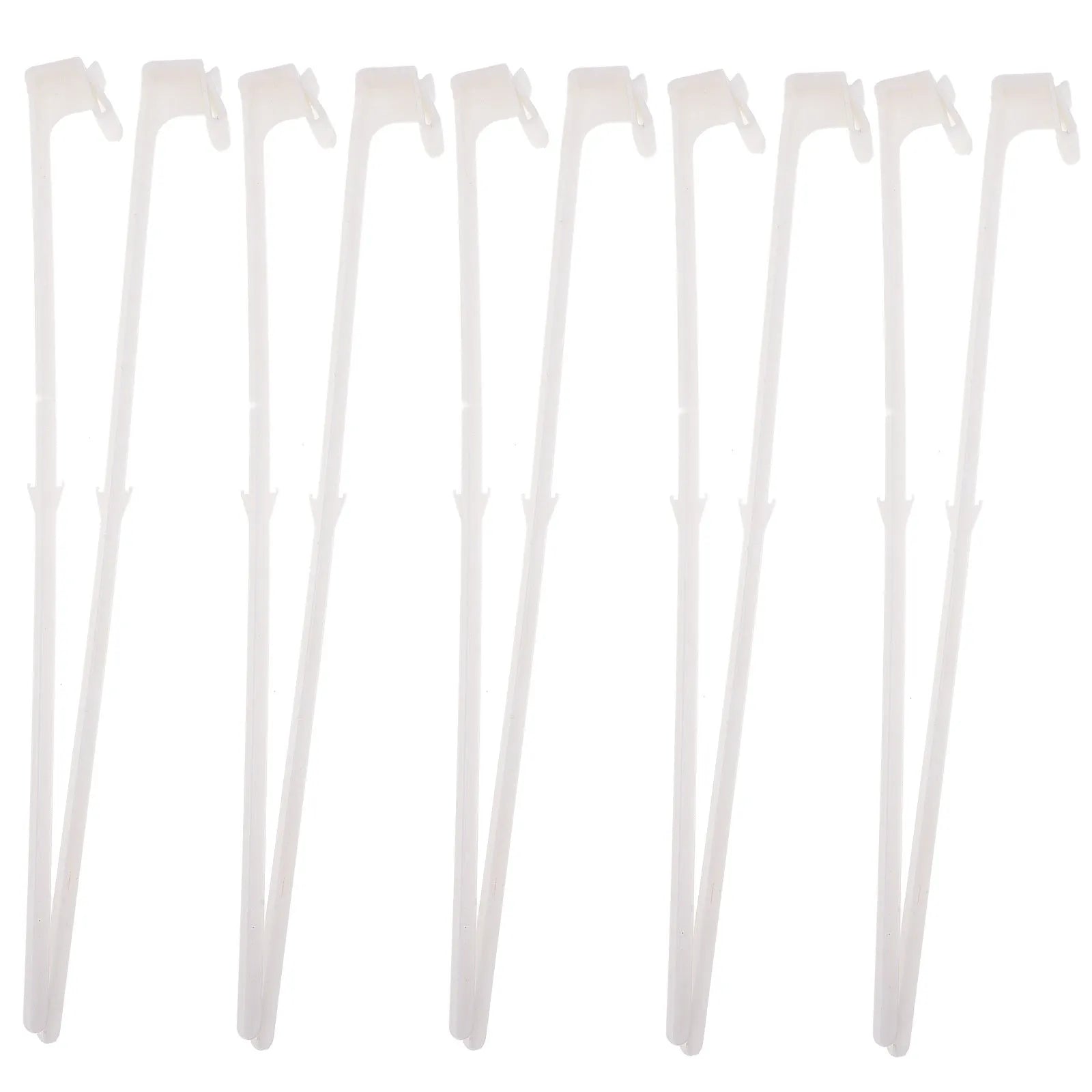 White PP plastic car window flag bracket and pole set, 10 pieces shown.