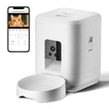 Automatic pet feeder for cats with WiFi, video and button control options in white or black colours