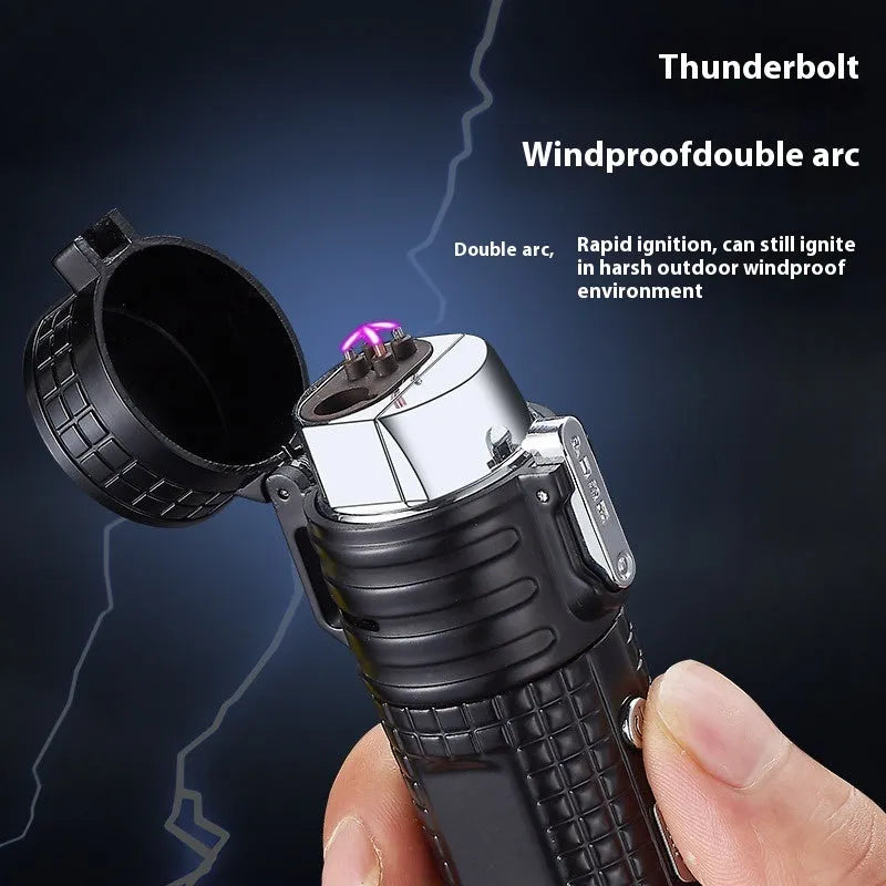 TH727 metal waterproof multifunctional flashlight lighter in camouflage, red, black, blue, or yellow colour