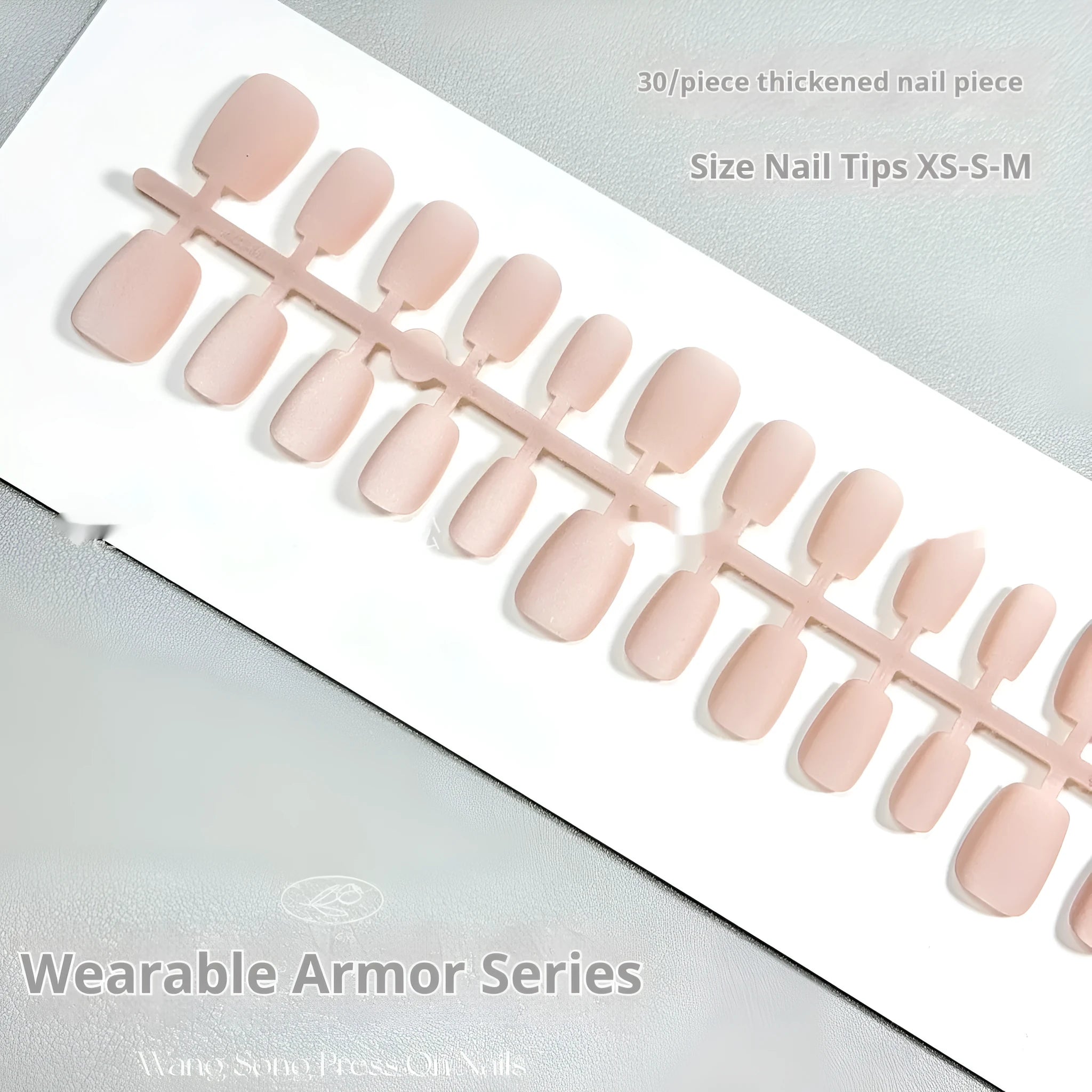 Frosted velvet Cat's Eye artificial nail set with Aurora shine on a short ladder PVC nail.