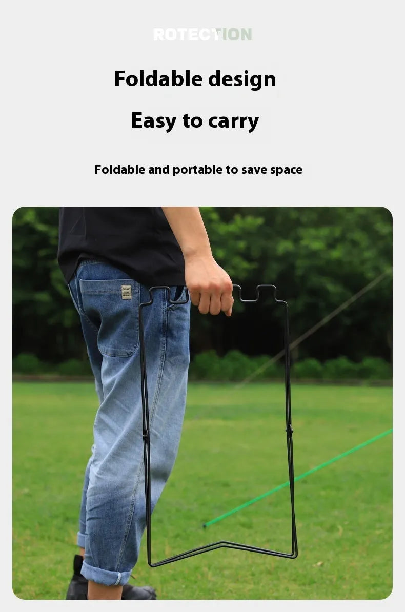 Stainless steel folding garbage bag bracket in silver or black colour for camping