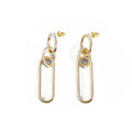 Women's sterling silver colour geometry hoop earrings showing ring and line design elements