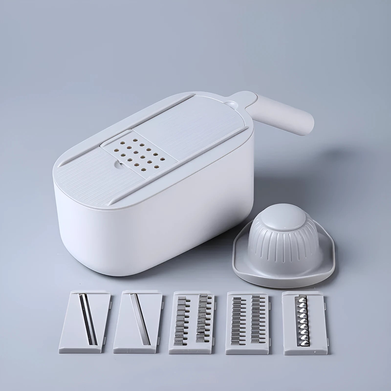 Nordic style kitchen vegetable slicer with multifunctional cutter in blue, grey or khaki colour options