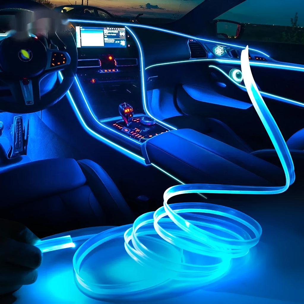Colourful EL luminous car ambience light strip with USB interface in flexible PVC casing