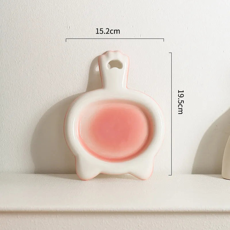 Ceramic cat bowl with non-slip rubber base in blue colour