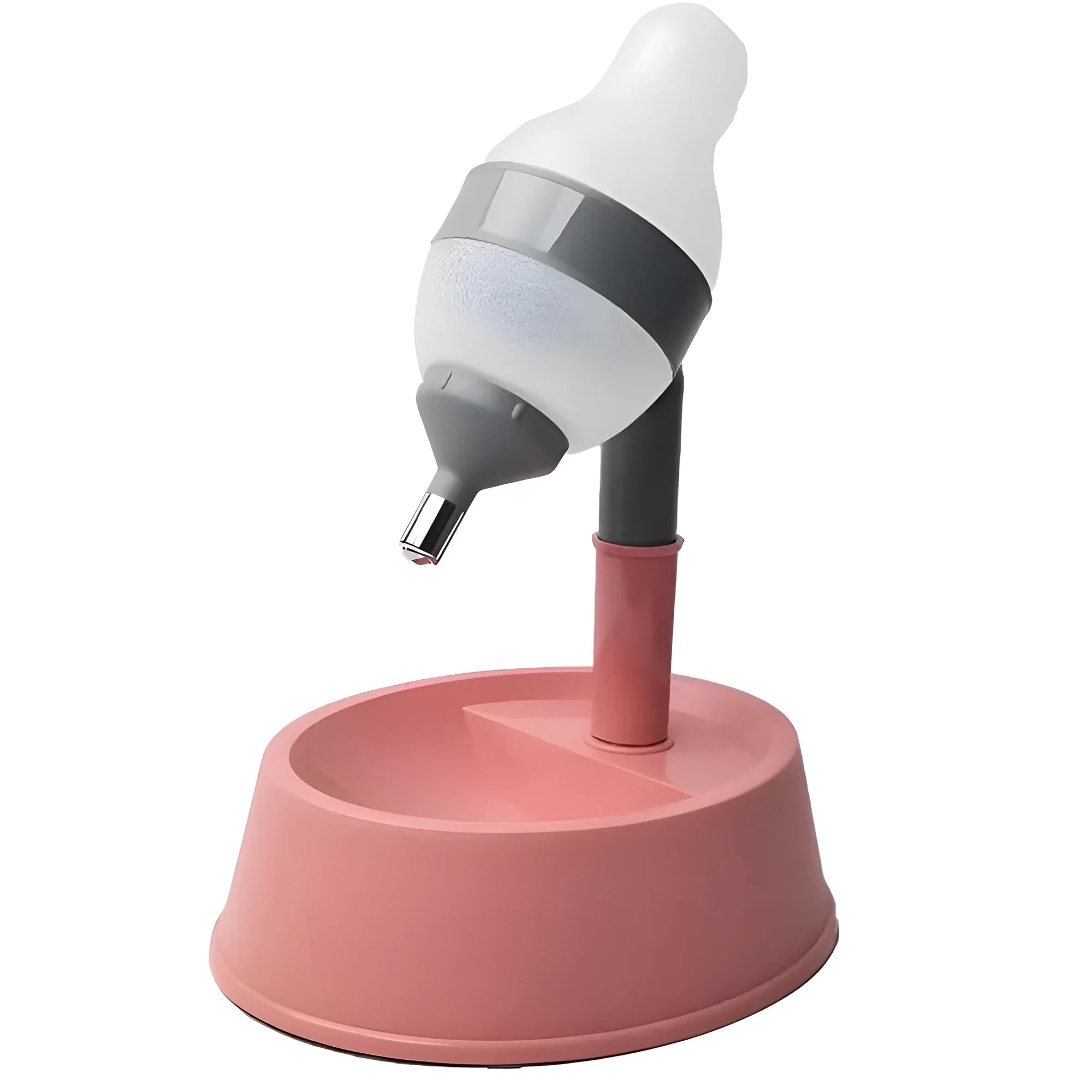 Green adjustable standing water dispenser for pets with detachable pole and ball-tip nozzle.