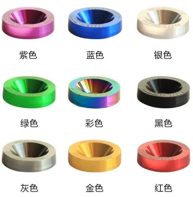 Ten car modification gasket screws displayed in eight different colours for automotive engine bay customisation