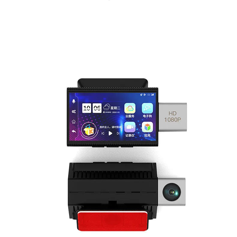 Black Paste 4G front and rear tachograph dash camera with touch screen.