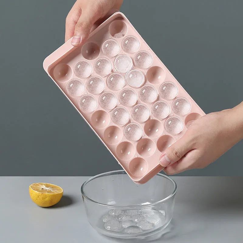 3D round ice mould tray creating spherical ice balls in PP plastic material