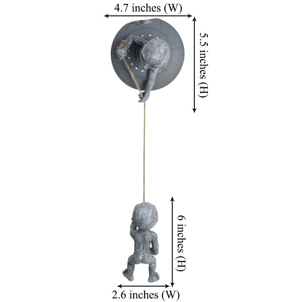 Grey resin alien tree pendant garden decoration with carved pastoral styling