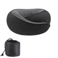 U-shaped memory foam travel neck pillow with storage bag in light grey colour