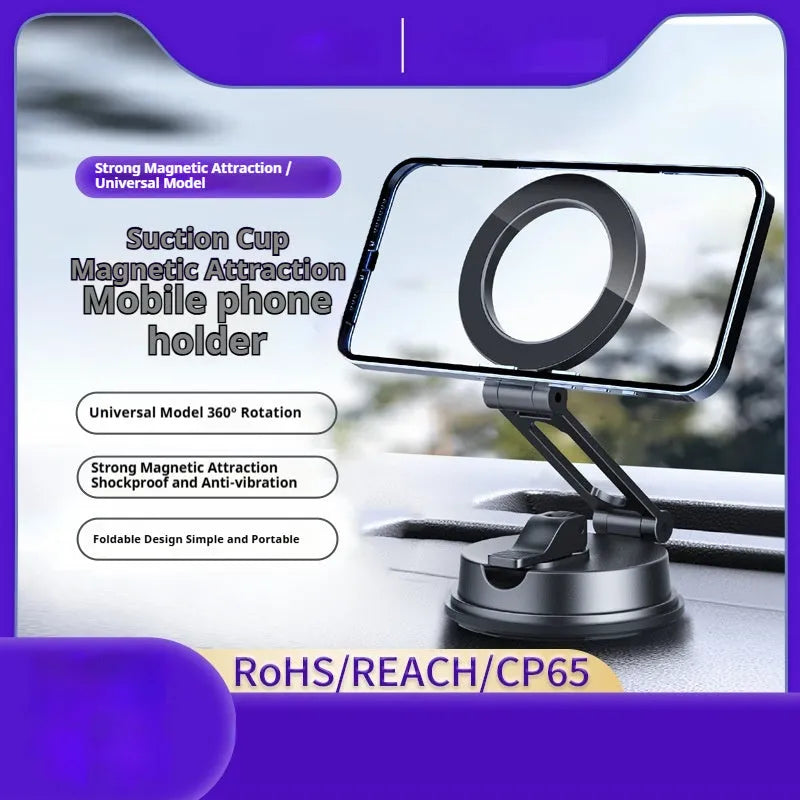 Black H154 car magnetic phone holder with suction cup mount for dashboard or windscreen