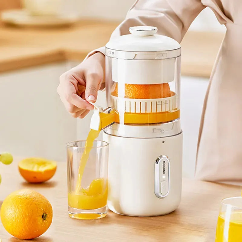Fresh green portable electric juicer with USB charging port and removable parts for easy cleaning