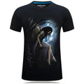 Men's short sleeved 3D pattern loose fit T-shirt in Black, front view, size XL