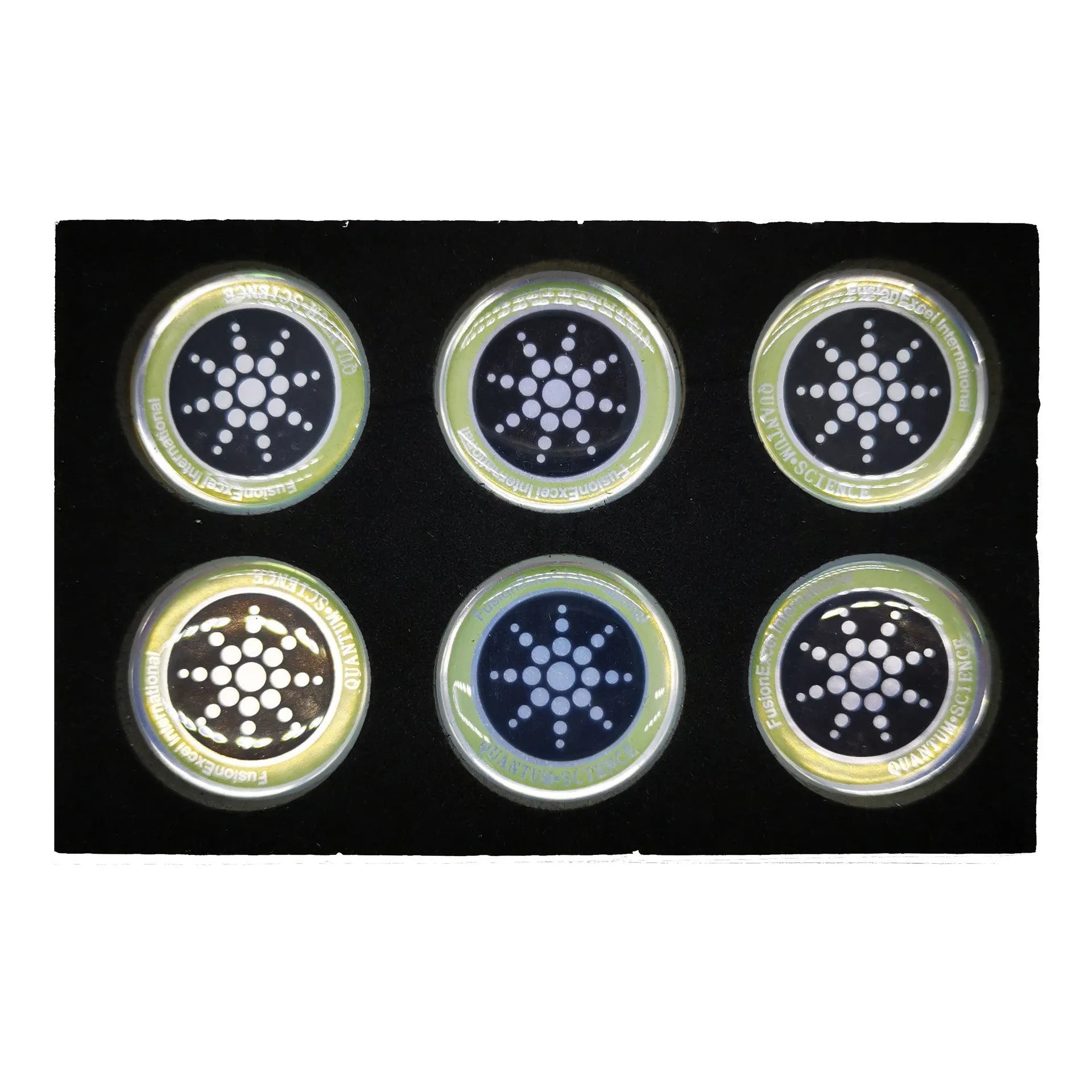 Anti-electromagnetic wave stickers for mobile phones in gold and silver colours
