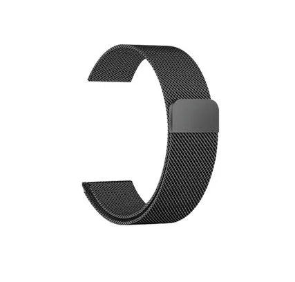 Stainless steel watch strap in silver, shown fitted to a watch with 42mm case.