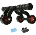 Three-wheel abdominal wheel with brake plate and foam handle for home fitness