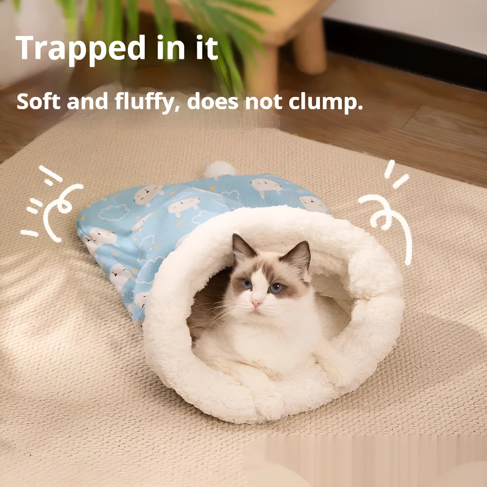 Flannel cat sleeping bag nest pet bed measuring 50x40cm with PP cotton filling