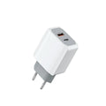 White phone charger set with European fast charging and fireproof ABS PC construction
