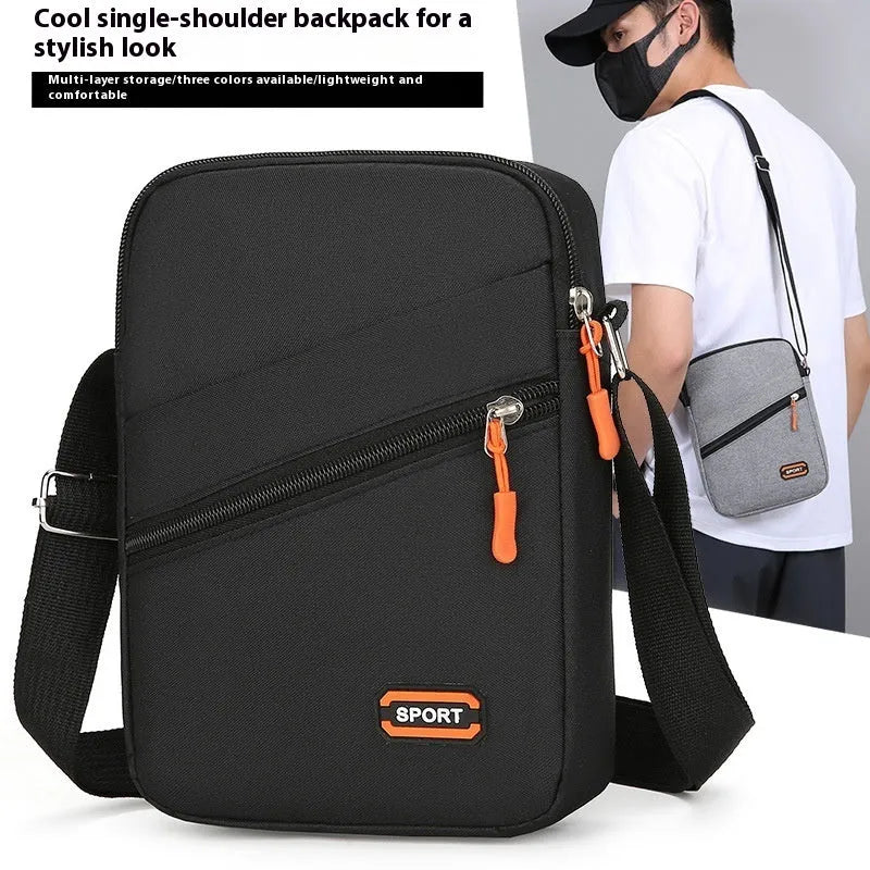 Ultra light Oxford cloth crossbody commuter bag in silver grey, black, or navy blue.