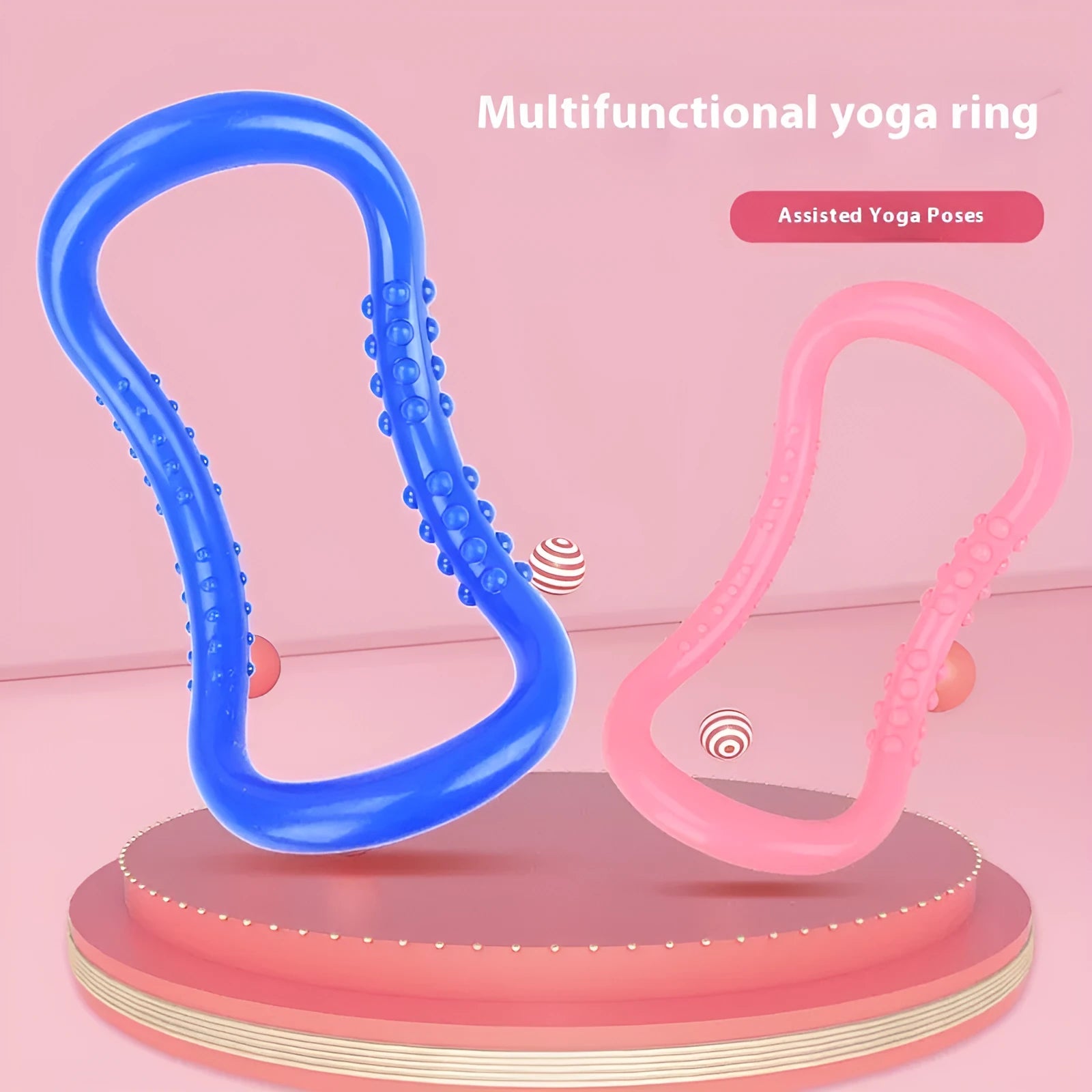 PP plastic yoga stretching ring in blue colour for pilates and flexibility exercises