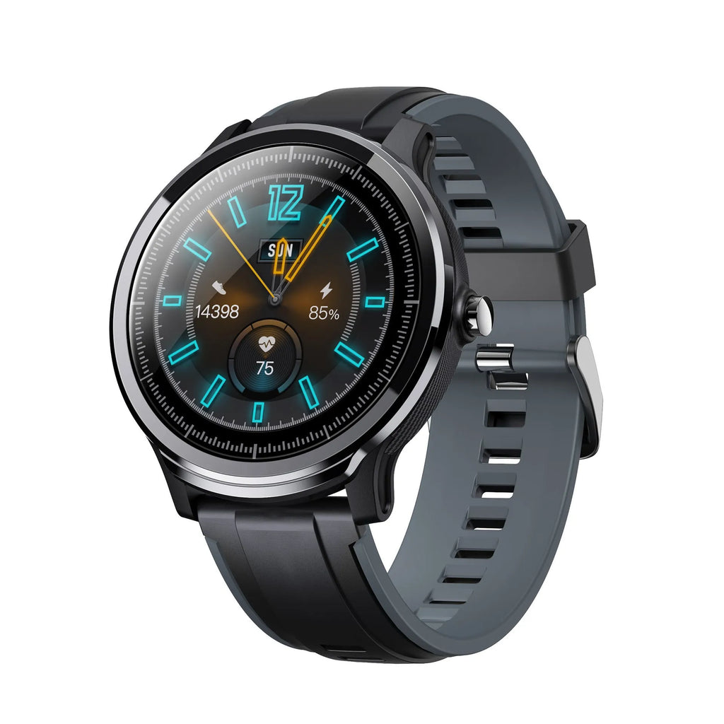 Kospet PROBE square smart watch with 1.3-inch touch screen on a green silicone wristband