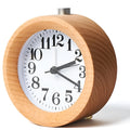 Solid beech wood silent alarm clock with 4-inch dial showing time display