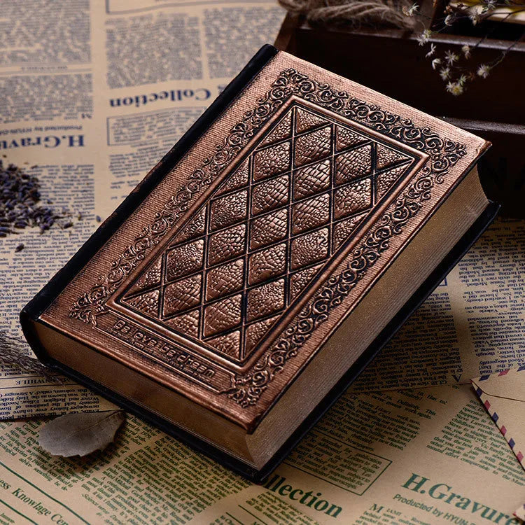 Embossed faux leather notepad with thick design in bronze or black gold colour