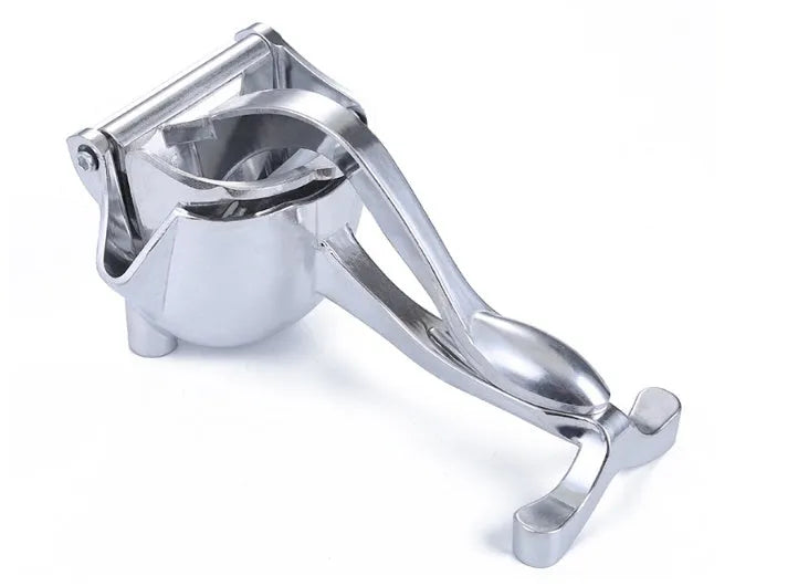 Silver aluminium alloy lemon squeezer with extra large bowl for whole fruit juicing