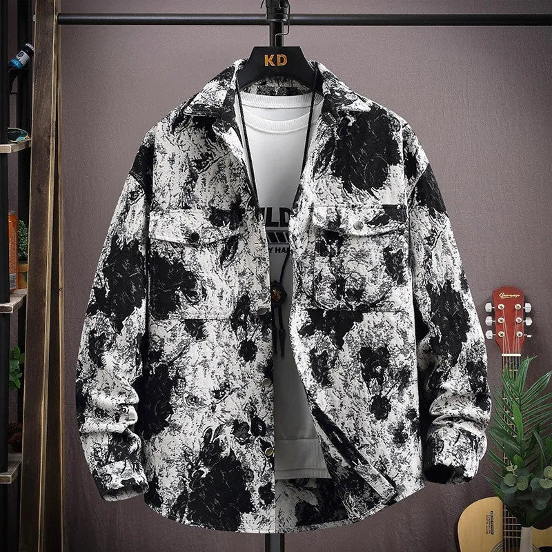 Casual lapel shirt coat in polyester available in black, blue, apricot, red, and violet.