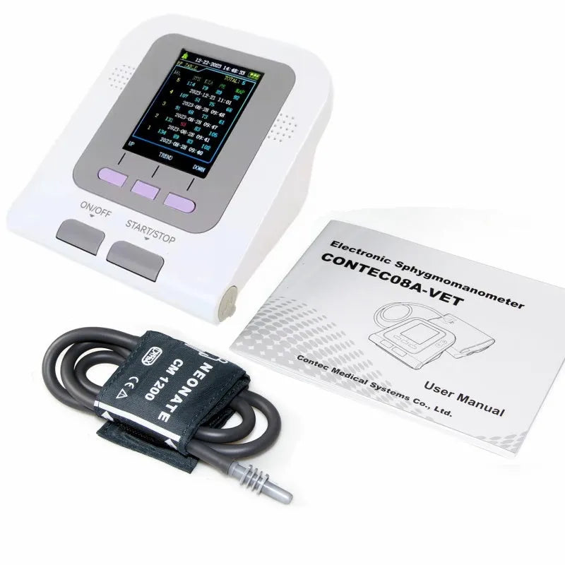 CONTEC08A Vet digital blood pressure monitor with LCD display and three animal cuff sizes