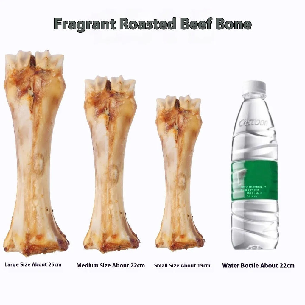 Large roasted ox bone flavour dog dental chew stick for puppies and small dogs on a white background.