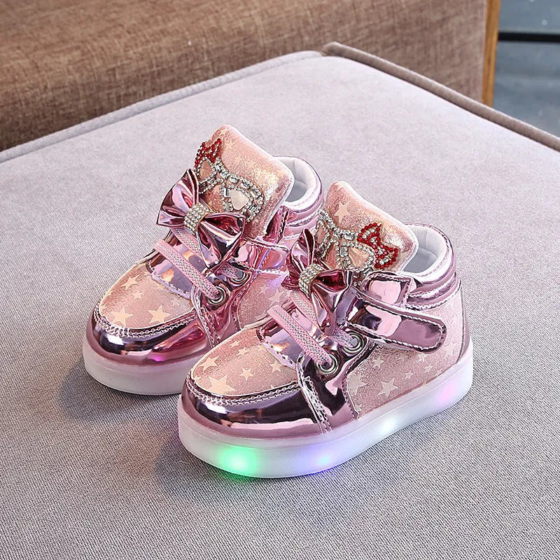Children's shoes with star sequins, Velcro fastening, non-slip rubber sole, available in gold, pink, silver