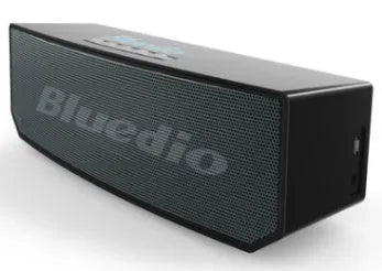 Black BS-6 cloud smart speaker showing front grill and control buttons.
