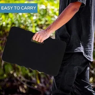 A rectangular blue EVA foam garden kneeler pad for cushioning knees during outdoor gardening.