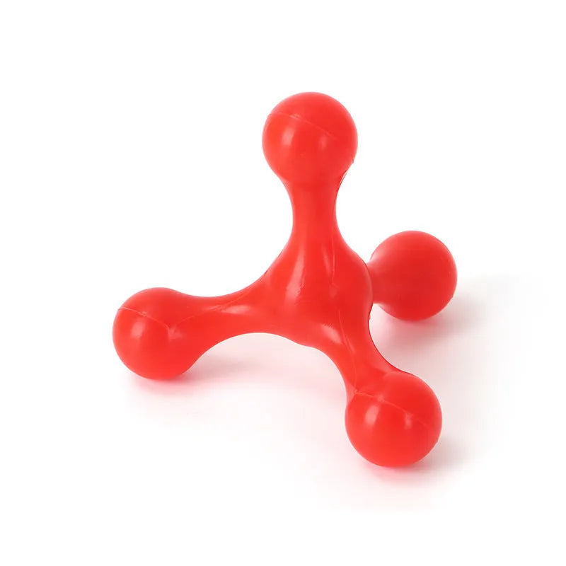 Blue silicone dog chew bone with three legs for small and medium teething puppies