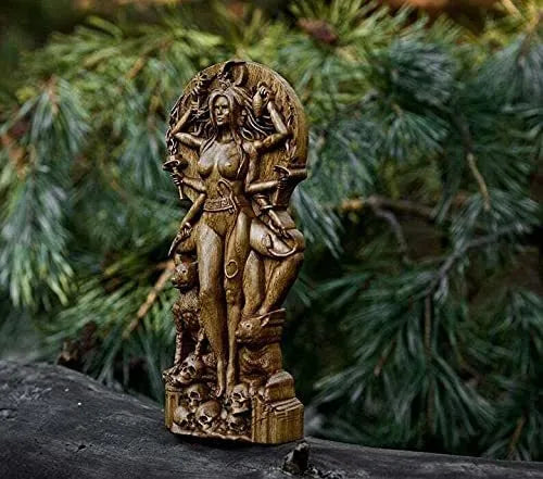 Detailed resin Greek goddess statue for altar or garden display.