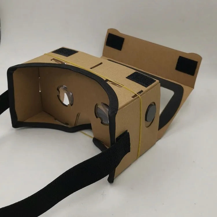 VR cardboard glasses for smartphones with rubber head strap in pink and white colours