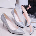 Women's high heel pointed toe stiletto court shoes in pure colour – gold, red, silver options