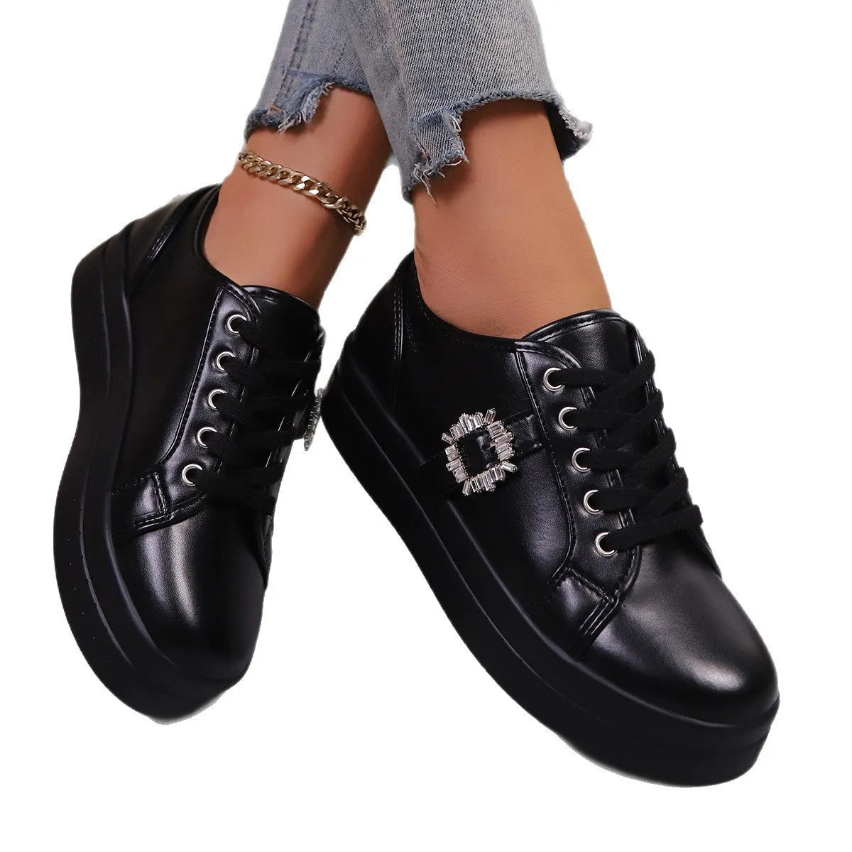 New soft bottom leather sports women's shoes in low-top style, PU upper, rubber sole, front lace-up, available in multiple colours including apricot
