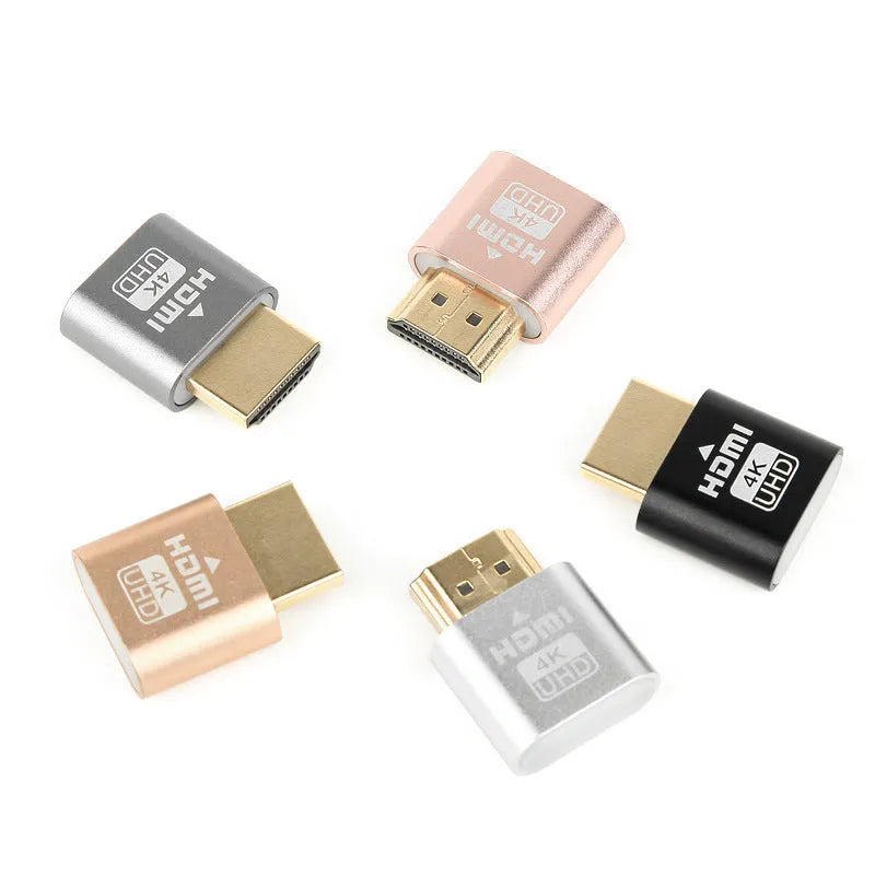 26.5mm HDMI graphics card dummy plug virtual display emulator in multiple metallic finish options