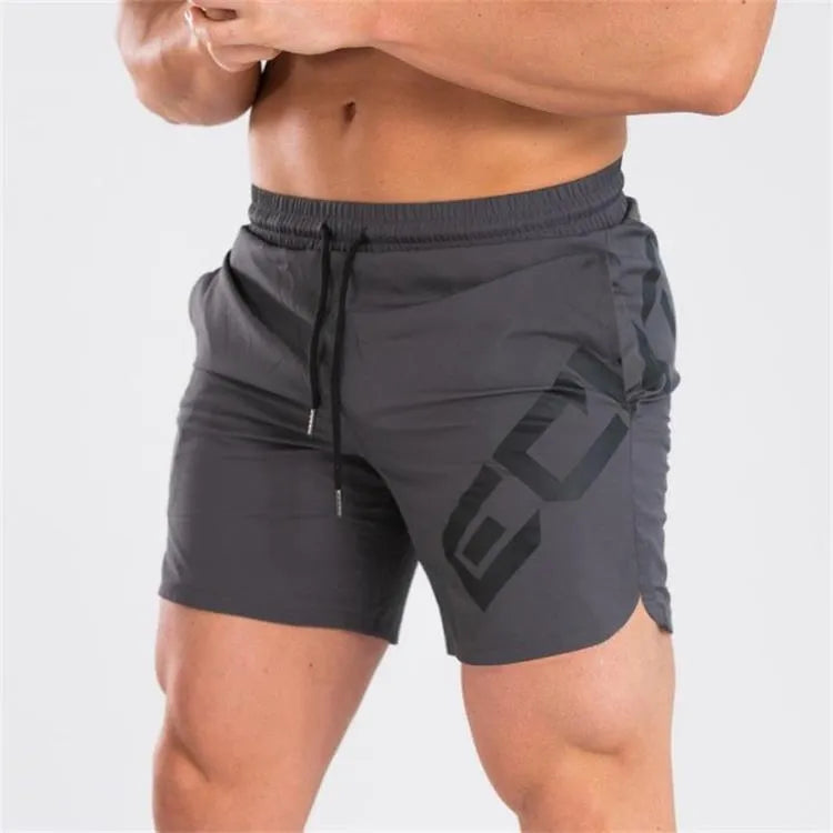 Men's black elastic waist quick-drying training shorts knee length for summer sports